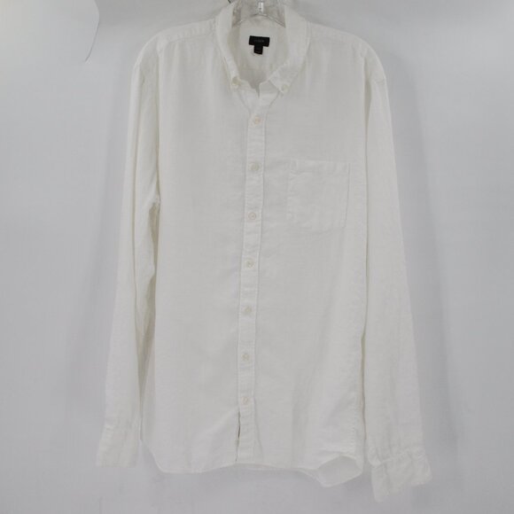 J Crew Shirt Mens XLT Baird McNutt Irish Linen Button Down Long Sleeve White - Picture 2 of 12